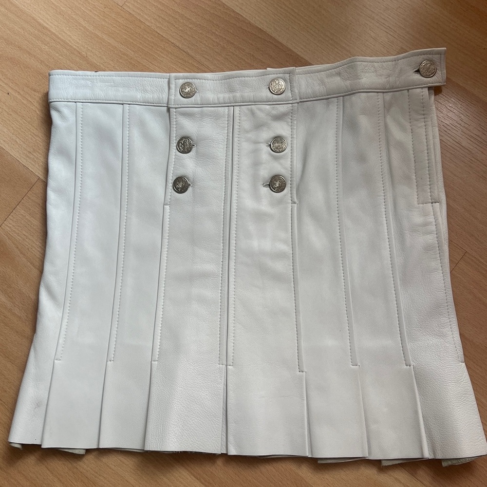 Vintage Marc Laurent Italy White Premium Leather Skirt Low Waist Y2K Luxurious